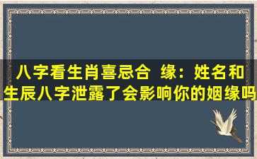 八字看生肖喜忌合  缘：姓名和生辰八字泄露了会影响你的姻缘吗